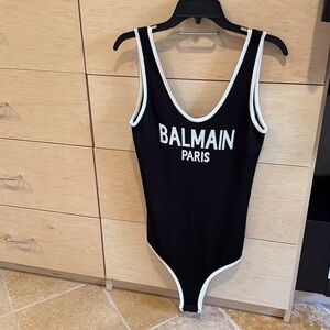 Like new Balmain Black & White Logo One-Piece bodysuit
